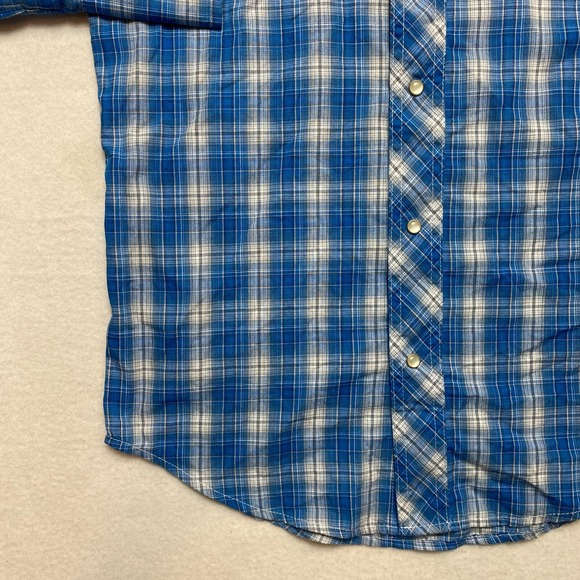 Wrangler Western Shirt Mens Small Petite Long Sleeve Plaid Cowboy Button Up - Picture 5 of 11